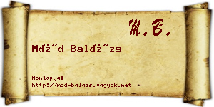 Mód Balázs névjegykártya